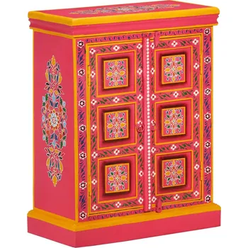 Příborník do zásuvky vidaXL Příborník z masivního mangovníku ručně malovaný růžový