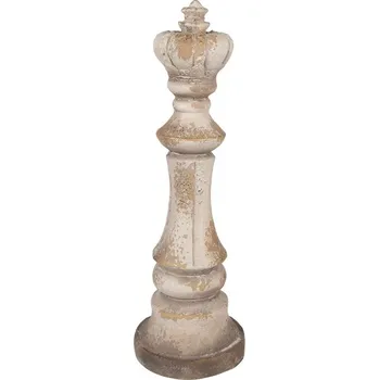 Béžovo-hnědá antik dekorace figurka šachový král - Ø 17*51 cm