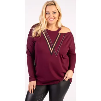 Halenka s nápisem Barva: Vínová, Velikost: 3XL