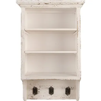 police Béžová antik nástěnná dřevěná polička Camille - 36*17*57cm