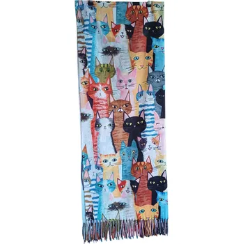 Zimní šála s barevnými kočkami č.25B
