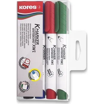 Zvýrazňovač Kores K-MARKER Popisovač na bílé tabule a flip charty, kulatý hrot 3 mm, mix 4 barev