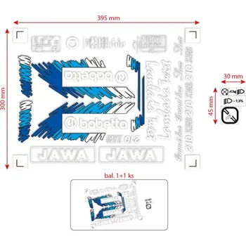 Rám pro motocykl MOTOMAX s.r.o Sada samolepek Babetta 210 Lux – retro barevná edice modrá