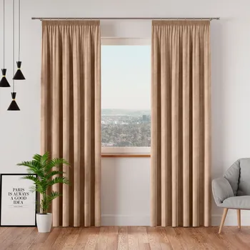 Dekorační závěs s řasící páskou VELVINO color 001 béžová šířka 140 cm x výška různé rozměry (cena za 1 kus) MyBestHome Rozměr: 140x250 cm