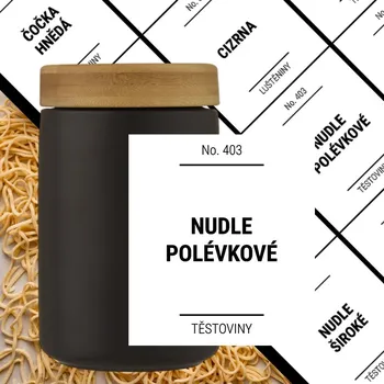 Samolepící etiketa etikety na potravinové dózy velké hranaté bílé 12 ks (varianty)