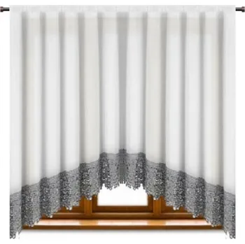 Záclona Fliying Hotová záclona Monika s šedo-bílou krajkou 400x175 cm
