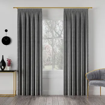 Dekorační závěs s řasící páskou VELVINO color 006 tmavě šedá šířka 140 cm x výška různé rozměry (cena za 1 kus) MyBestHome Rozměr: 140x260 cm