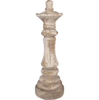 Béžová antik dekorace figurka šachová královna - Ø 13*40 cm