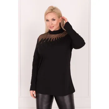 Dámská halenka Halenka s listem Barva: Černá, Velikost: 2XL