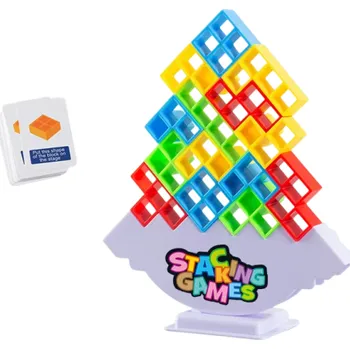 64 kostek balancovací hra se základnou Tetra Tower Stavební bloky Rodinná hra pro děti dospělé Týmová zábava Párty hra