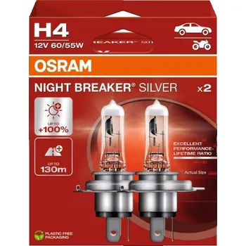 Autožárovka OSRAM Night Breaker Silver +100% 12V H4 60-55W P43t autožárovky, sada (2 ks)