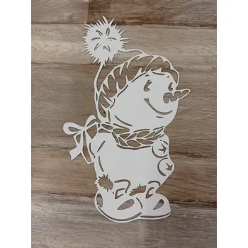 Vánoce Bílý výřez na okno - sněhulák - 30cm