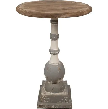 Jídelní stůl Hnědo-šedý antik dřevěný kulatý stůl Anais - Ø 51*71 cm