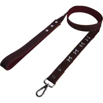 Vodítko pro psa Cobbyspet Vodítko z pravé kůže podšité zdoben kostičkami 120cm/25mm hnědé