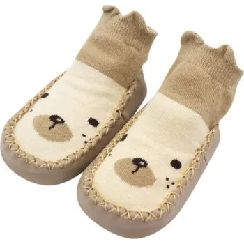 Dívčí bačkory Dětské bavlněné capáčky A17 hnědá 12-18 měsíců