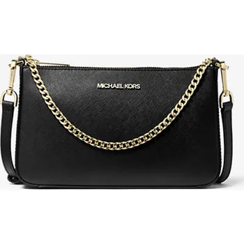 Kabelka Michael Kors kožená kabelka jet set crossbody black gold černá s řetízkem