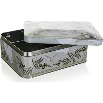 Dóza na potraviny Banquet Plechovka / box na čaj OLIVES 20 x 15,5 x 8 cm (24OLIVRCT005)