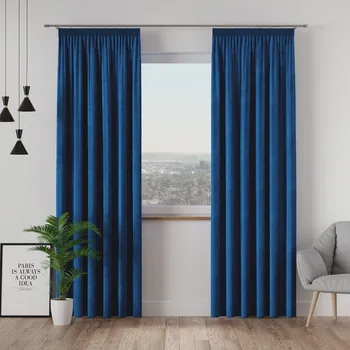 Dekorační závěs s řasící páskou VELVINO color 011 tmavě modrá šířka 140 cm x výška různé rozměry (cena za 1 kus) MyBestHome Rozměr: 140x250 cm