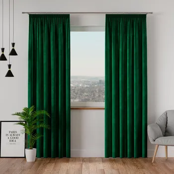 Závěs Dekorační závěs s řasící páskou VELVINO 140 cm x 250 nebo 260 cm color 010 zelená (cena za 1 kus) MyBestHome Rozměr: 140x260 cm