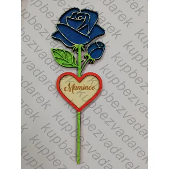 Dřevěná růžička s věnováním - Mamince - modrá1