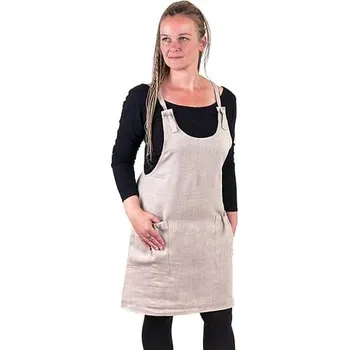 Dámské šaty Dámské lněné šaty s laclem přírodní