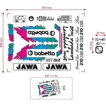 Rám pro motocykl MOTOMAX s.r.o Sada samolepek Babetta 210 Lux – retro barevná edice černá