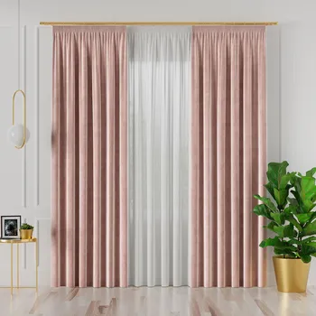 Dekorační závěs s řasící páskou VELVINO color 014 světle růžová šířka 140 cm x výška různé rozměry (cena za 1 kus) MyBestHome Rozměr: 140x250 cm