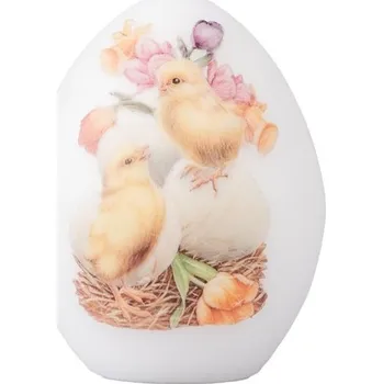 Svíčka Vajíčko 80mm aplikace Kuřátka, svíčka 190 gram