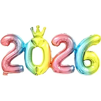 Balónek Fóliové balónky 45 x 93 cm Čísla 2026 Stříbrné balónky z hliníkové fólie Novoroční dekorace Silvestr Párty Promoce Vánoce barevná