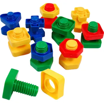 ostatní stavebnice 5 ks dětské plastové šrouby 5 x 4 cm Stavební bloky se šroubem a maticí Vzdělávací hračka Rozvoj motoriky Náhodné barvy
