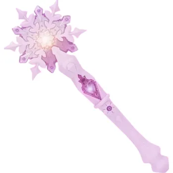 Hračka pro nejmenší Princeznovská sněhová hůlka 34 x 14 x 4 cm Svítící vílí hůlka se zvukem Dětská hračka sněhová vločka na baterie fialová