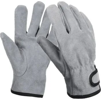 Chňapka Nehořlavé teplovzdorné rukavice 24,5 x 12 cm Kožené ochranné rukavice na grilování vaření manipulaci s horkým nádobím šedá