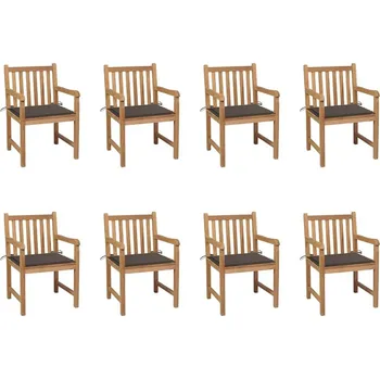 OMAXI Zahradní židle 8 ks taupe podušky masivní teak 448359