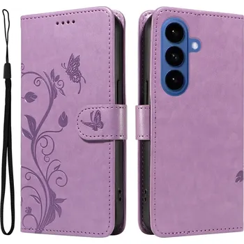 Pouzdro na mobilní telefon Flowery knížkové pouzdro na Samsung Galaxy S26+ - fialové