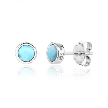 Náušnice Bealio BEALIO 14313 Stříbrné náušnice KULATÉ larimar 6 mm 03-14313-4056
