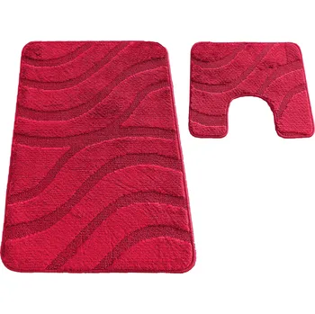 Koupelnová předložka Sada koupelnových koberečků Sympho s výřezem - červená burgundy