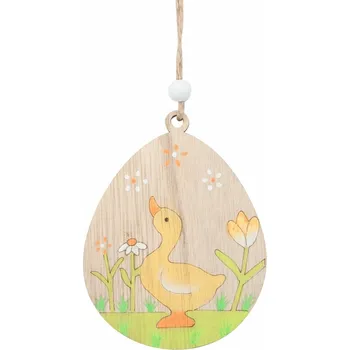 Velikonoční dekorace Vajíčko s husou dřevěné 7,5 x 9 x 0,5 cm, na zavěšení