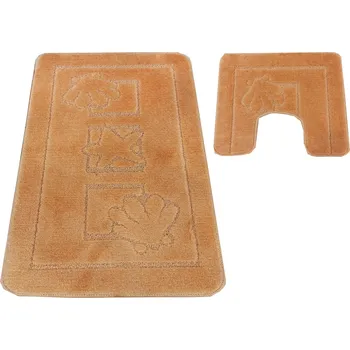 Koupelnová předložka Sada koupelnových koberečků Sea s výřezem - lososová