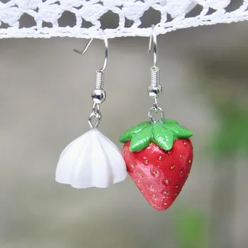 Náušnice CircusMind Náušnice dámské jahoda se šlehačkou S0973