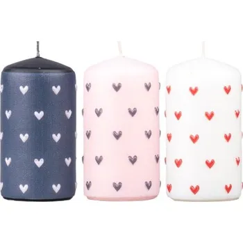 Svíčka Svíčka s motivem Srdíčka mix barev 1 ks