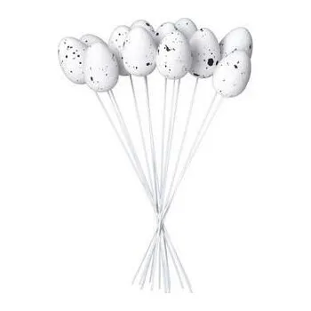 Velikonoční dekorace Zápich plast 12 ks 35 mm + špejle velikonoční vajíčka kropenatá