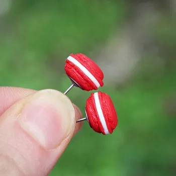 Náušnice CircusMind Dámské červenobílé náušnice makronky - pecky S3119