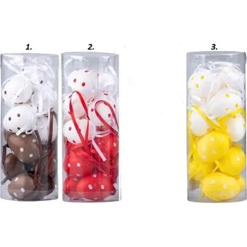 Velikonoční dekorace Velikonoční vajíčka plastová puntíkatá ,12ks 40mm - mix barev ve válci