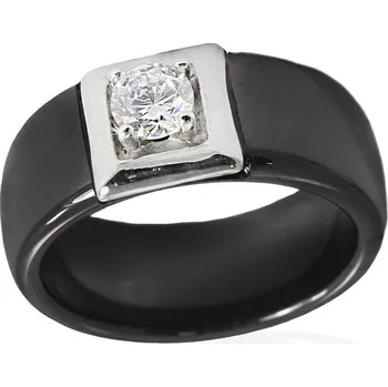 Prsten BM Jewellery Dámský keramický prsten se zirkonem černý S947130