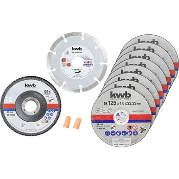 kwb 712042 sada řezných kotoučů 125 mm 10 ks nerezová ocel, kámen, ocel