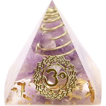 Drahý kámen Magieprirody.cz Orgonit pyramida 3x3 cm Ametyst kameny + spirála #OR127