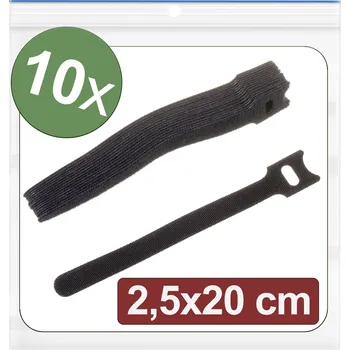 Zip Quadrios 24CA315 kabelový manažer na suchý zip, ke spojování, háčková a flaušová část, (d x š) 200 mm x 25 mm, černá, 10 ks