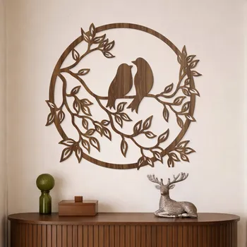 Obraz Dřevěná dekorace do pokoje - Hrdličky | DUBLEZ