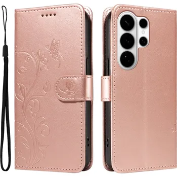 Pouzdro na mobilní telefon Flowery knížkové pouzdro na Samsung Galaxy S26 Ultra - růžovozlaté