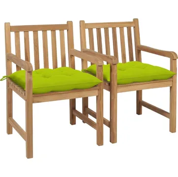 OMAXI Zahradní židle 2 ks jasně zelené podušky masivní teak 266809
